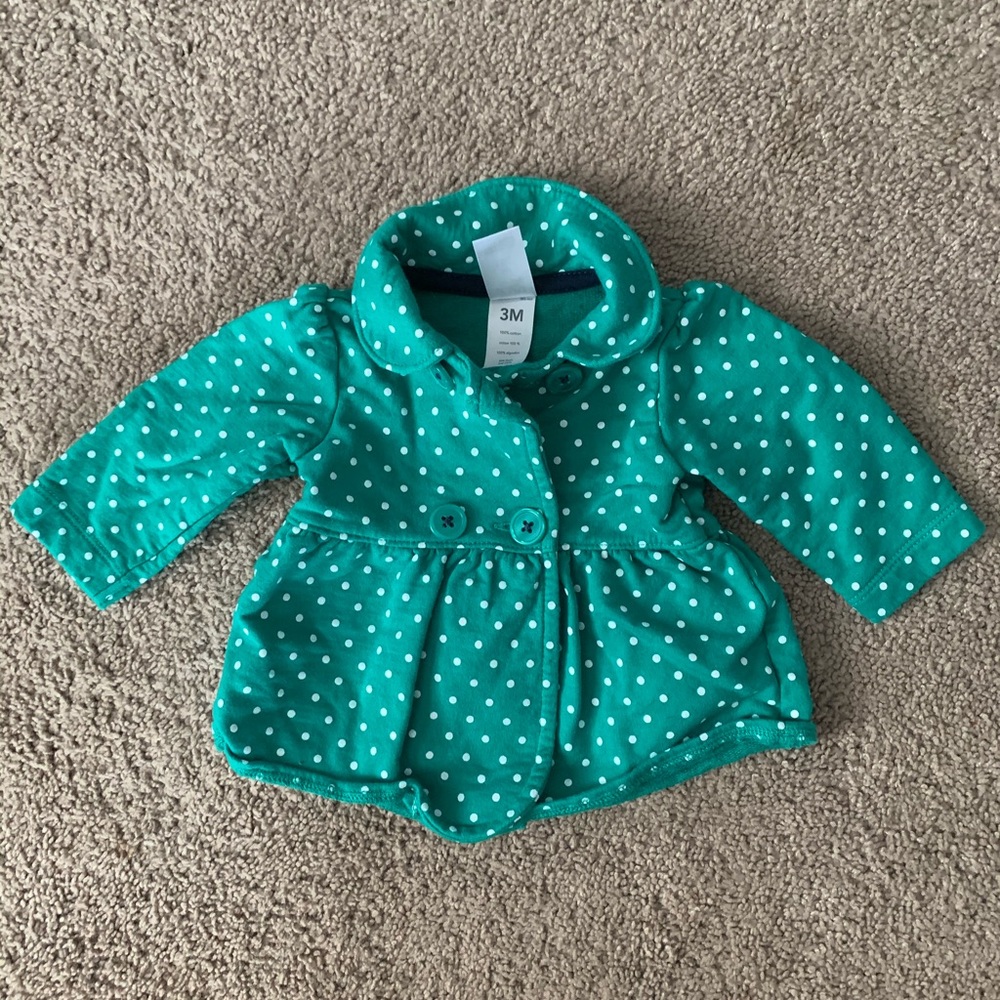 Adorable green polka dot jacket
